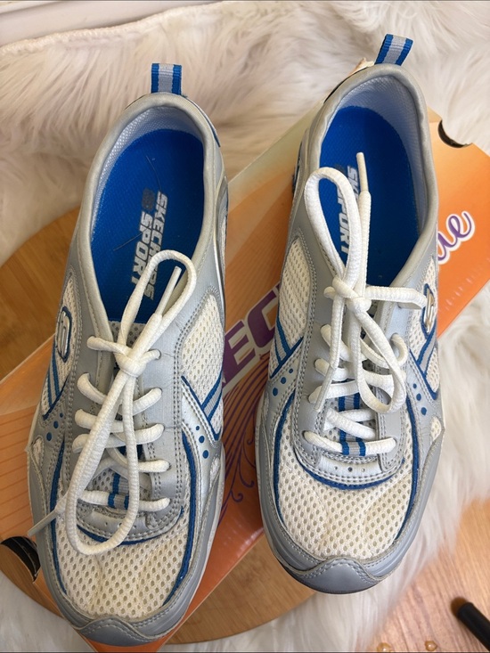 Skechers Shoes - Skechers | NIB White Silver Royal Blue Sport Muse Inspire Women’s Sneakers 6.5